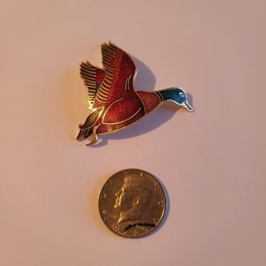 Vintage Large Mallard Duck Gold Pin Brooch